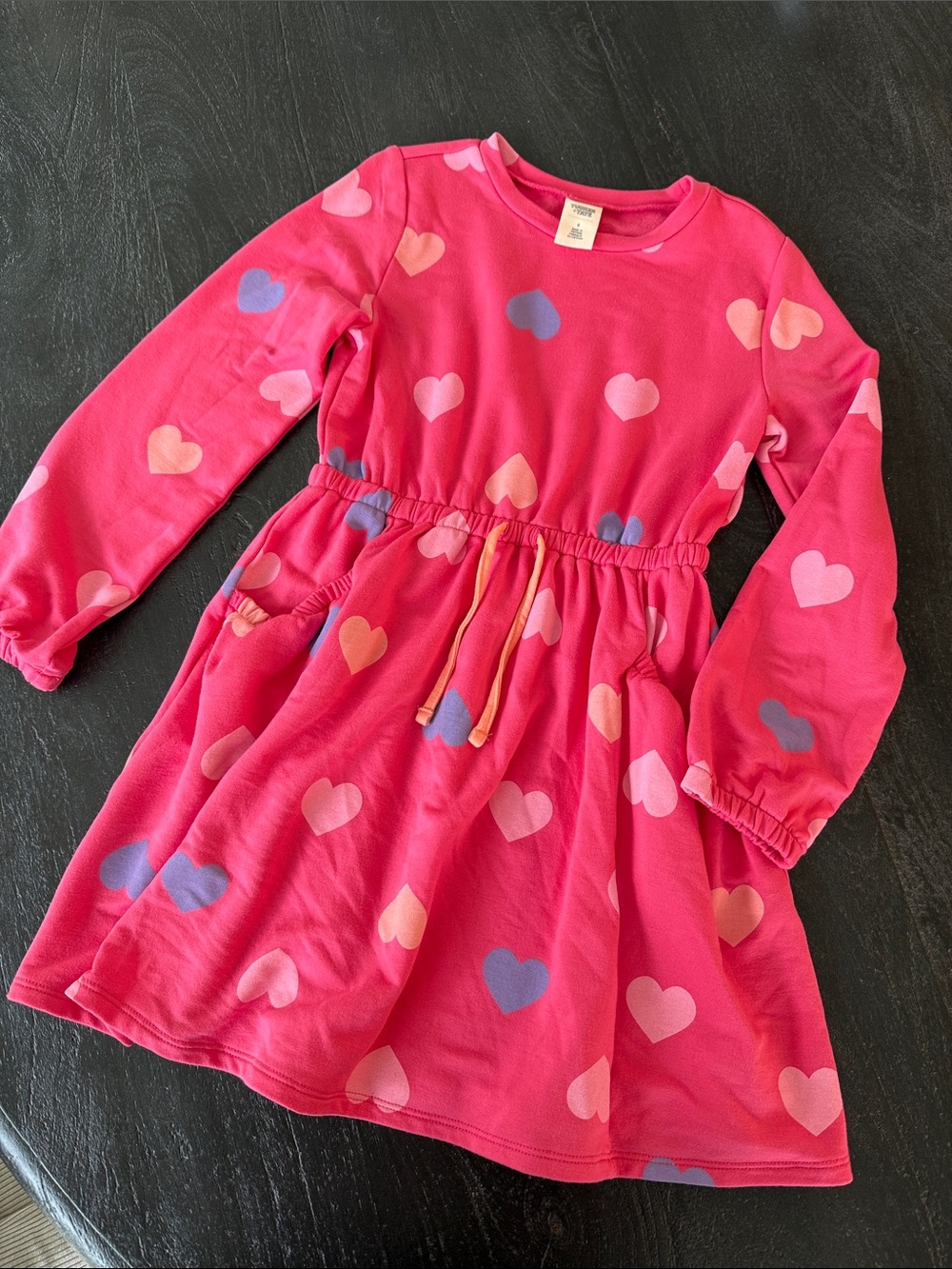 Tucker + Tate Pink Heart-Print Long Sleeve Dress NWOT